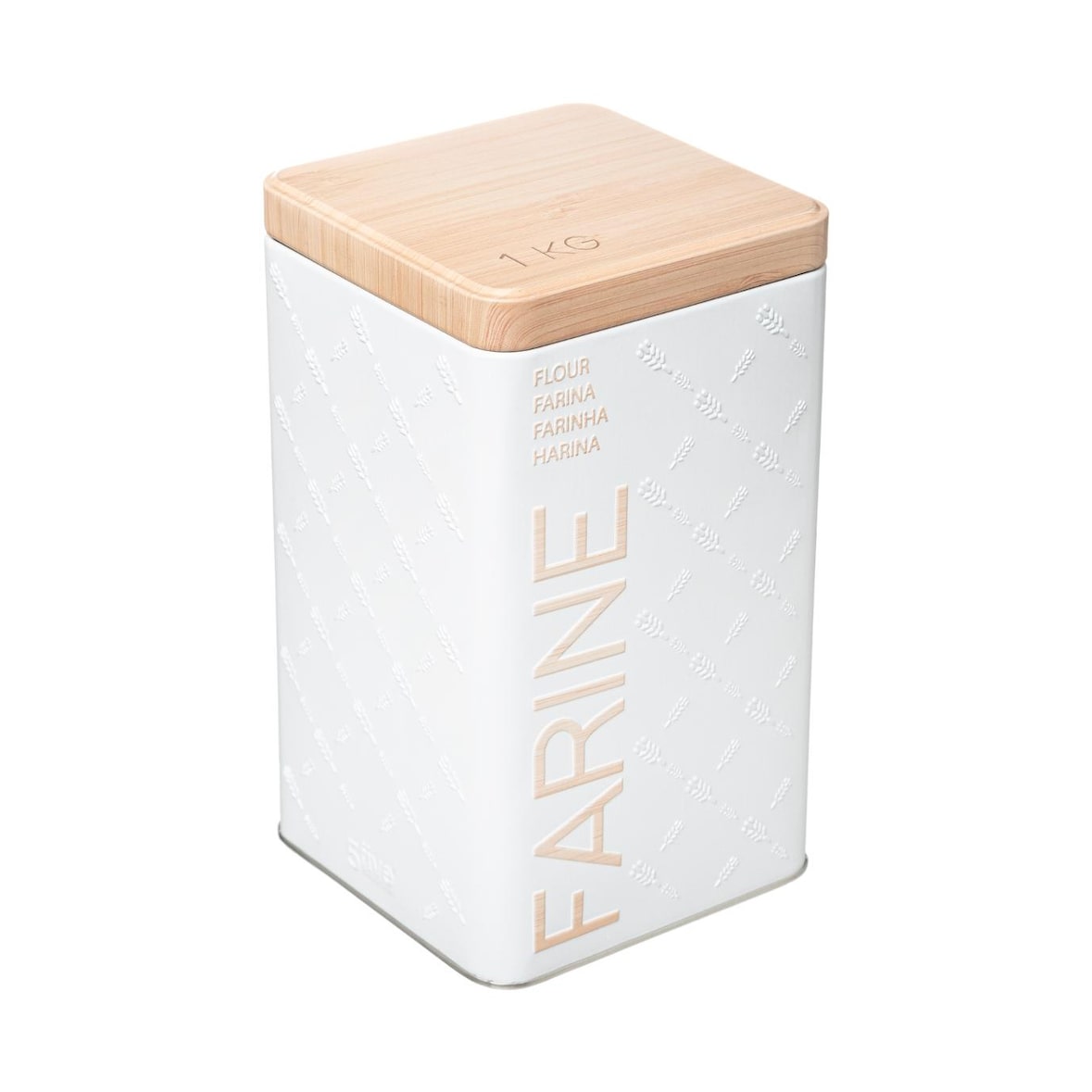 Boîte à farine en métal Blanc déco Relief Beige
