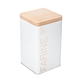 thumbnail of Boîte à farine en métal Blanc déco Relief Beige