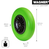 thumbnail of WAGNER Schubkarrenrad - PANNENSICHER - PU geschäumtes Rad Ø 400 mm Breite 75 mm, Achse 20 mm, Tragkraft 100 kg- 04840201