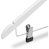 thumbnail of Percha de Madera con Pinzas de Metal | Color Blanco| Diseño Elegante | Gancho de Acero Inoxidable Giratorio | Pack de 12 Unidades de 45cm