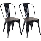 thumbnail of Décoshop26 - 2 chaises de salle à manger style industriel factory métal noir et assise en bois CDS04441