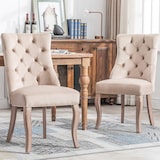 thumbnail of Merax Esszimmerstühle 2 Stk. Polsterstuhl Wohnzimmer mit Rückenlehne Beige Samt