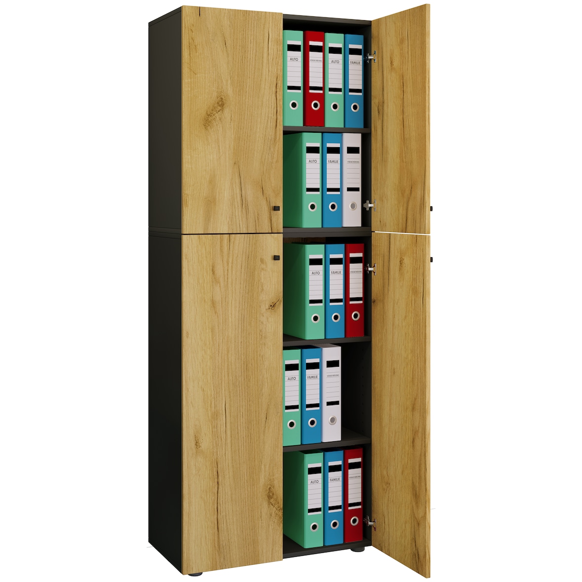 VCM Büroschrank Lona Anthrazit / Honig-Eiche