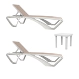 thumbnail of Resol MARINA-ANDORRA Set 2+1 Tumbona-Mesa Auxiliar Exterior Estructura Blanca - Textilene Beige