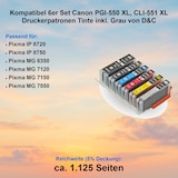 thumbnail of Kompatibel 6er Set Canon PGI-550 XL, CLI-551 XL Druckerpatronen Tinte inkl. Grau von D&C