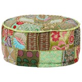 thumbnail of vidaXL Patchwork Sitzpouf Rund Baumwolle Handgefertigt 40x20 cm Grün