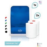 thumbnail of SET: Handtuchrollenspender SENSOR, berührungslos, Blanc Cosmos verschied. Farben + 2 Handtuchrollen PREMIUM TAD - PRODUKTSET