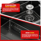 thumbnail of Gasfrit – Keukenspoelbak met sifon voor werkblad in roestvrij staal, zwart, 1 spoelbak 70 x 44 x 21 cm