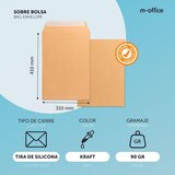thumbnail of Sobres de Papel, Sobre Papel Kraft, Sobre Grande con Medidas 310 x 410 mm, Sobre con Cierre Tira de Silicona· m-office (1000 uds, 310x410mm)