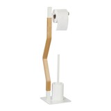 thumbnail of Relaxdays WC Garnitur, stehender Toilettenpapierhalter, Toilettenbürste mit Bürstenhalter, HBT: 76x20x20 cm, weiß/natur