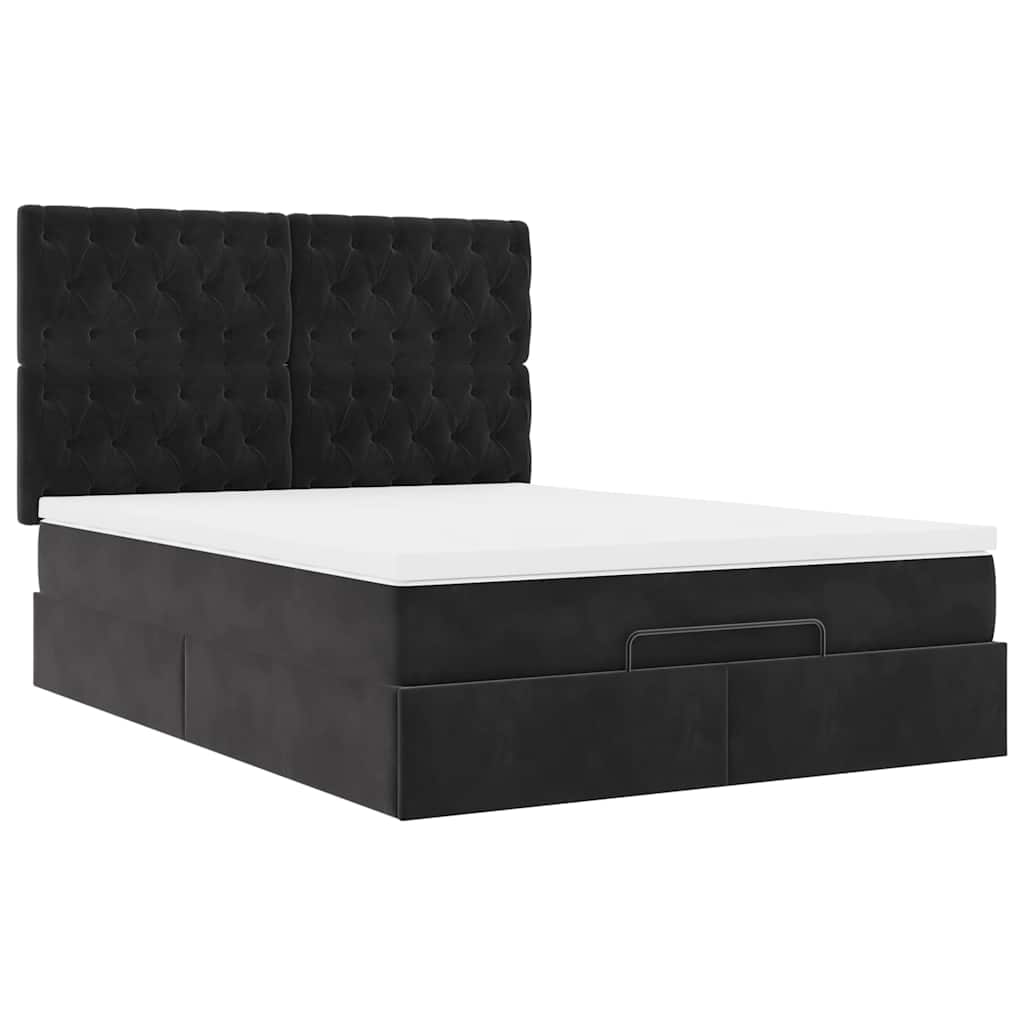 vidaXL Ottoman-Bett mit Matratzen & LEDs Schwarz 140x190 cm Samt