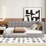 thumbnail of Polsterbett 140x200 mit Lattenrost – klassisches, gepolstertes Schlafzimmerbett aus hautsympathischem Samt, flexibel und komfortabel Grau