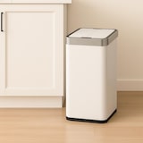 thumbnail of WellHome - Edelstahl-Abfalleimer mit Sensor-Automatik und Flügeldeckel, weiß, 50L - 41 x 26,5 x 53 cm