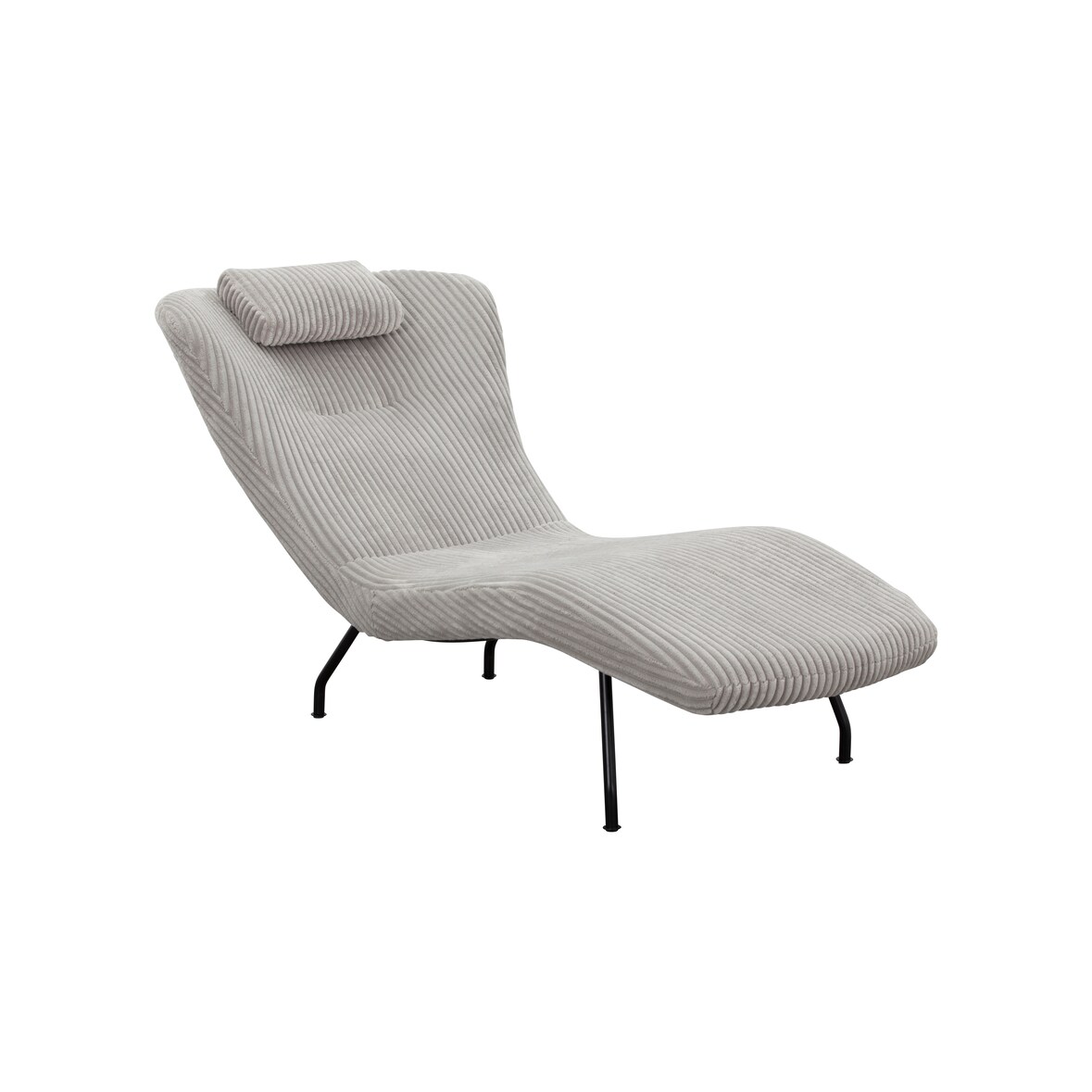 SalesFever Relax Lounger met Nekkussen | Bekleding van Textuurstof | Zwart metalen frame | B 80 x D 180 x H 82 cm | Lichtgrijs