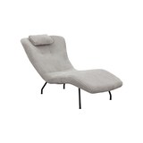 thumbnail of SalesFever Relax Lounger met Nekkussen | Bekleding van Textuurstof | Zwart metalen frame | B 80 x D 180 x H 82 cm | Lichtgrijs