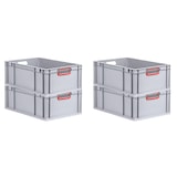 thumbnail of PROREGAL SuperSparSet 4x Eurobox NextGen Color, HxBxT 22x40x60cm, 44 Liter, Griffe rot offen, Grau, Eurobehälter, Box, Transportbehälter