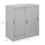 thumbnail of PROREGAL Aktenschrank ELEPHANT mit abschließbaren Schiebetüren | HxBxT 90x90x40cm | 2 Fachböden | Lichtgrau | Metallschrank Ordnerschrank Büroschrank