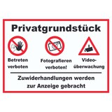 thumbnail of Privatgrundstück Betreten Fotografieren verboten Videoüberwachung Schild A6 Rückseite selbstklebend
