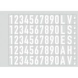 thumbnail of Aufkleber - Selbstklebende Folienziffern und -buchstaben, weiß, 25 mm SH, 70 Stück/Bogen