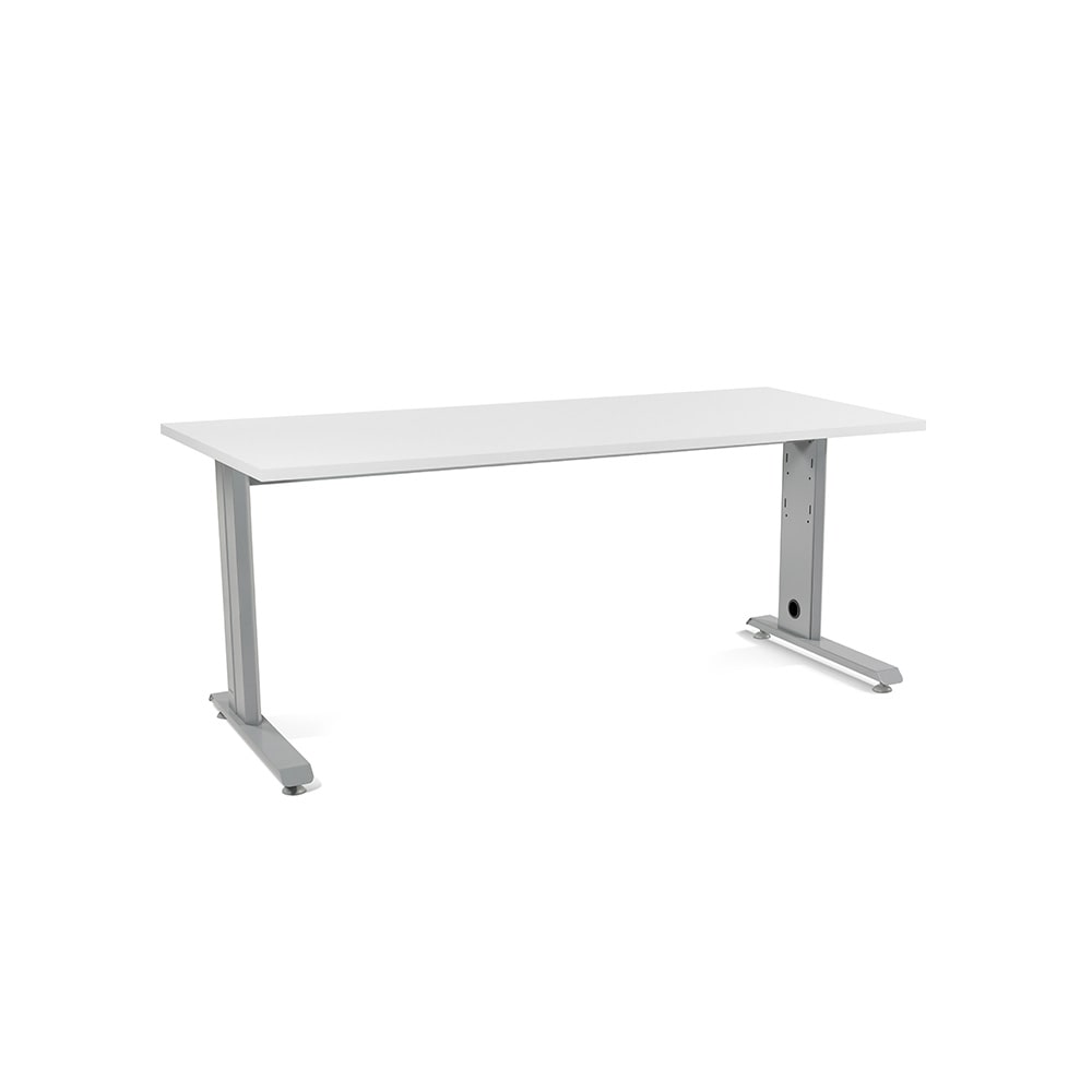 Rocada mesa secretária série Metal 180x80cm alumínio / branco