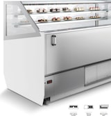 thumbnail of Speiseeisvitrine EKERO | Nachtabdeckung + LED | 16x 5 Liter, HxBxT 135,6x149,6x105,4cm | -14/-16°C | Weiß/Edelstahl | + CHEFGASTRO Geschirrtuch