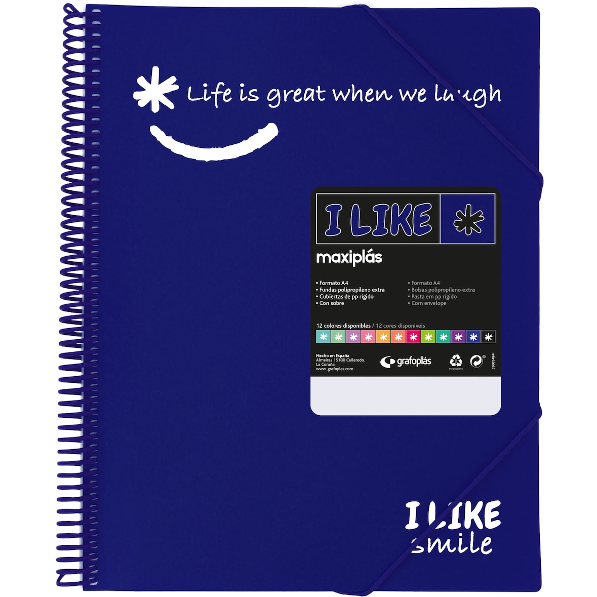 Pasta 20 capas com espiral Maxiplás "LIKE" Azul