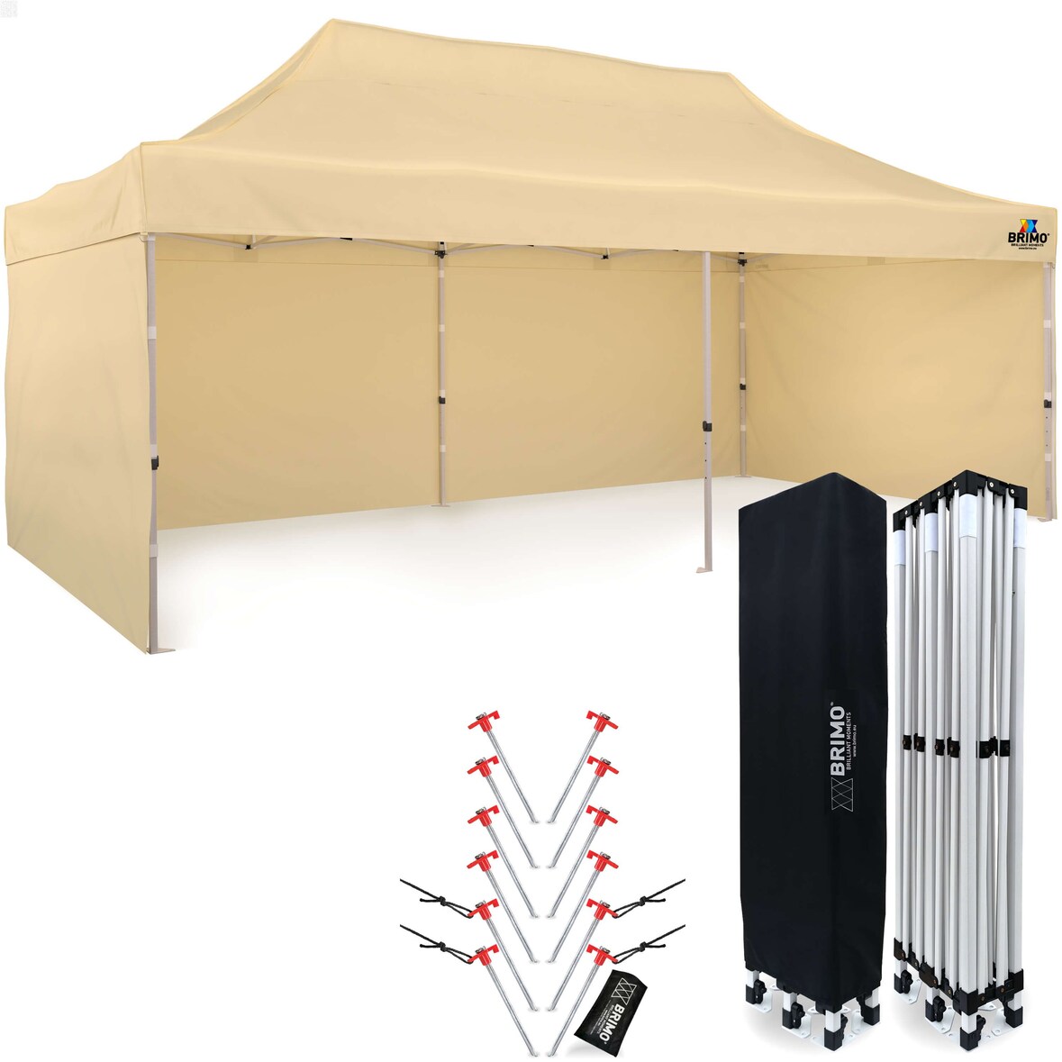 Promotionzelte 3x6m - mit 3 Wänden - Beige