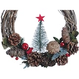 thumbnail of Guirlanda de Natal em rattan | Ø30 x 8cm | Guirlandas decoração de natal | Árvore de natal em guirlanda | Vermelho