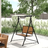 thumbnail of Hollywoodschaukel 142x112x162 cm Zweisitzer Gartenschaukel Schwarz mit verstellbarem Sonnendach 90 Grad, wetterfester Metallrahmen, komfortabel
