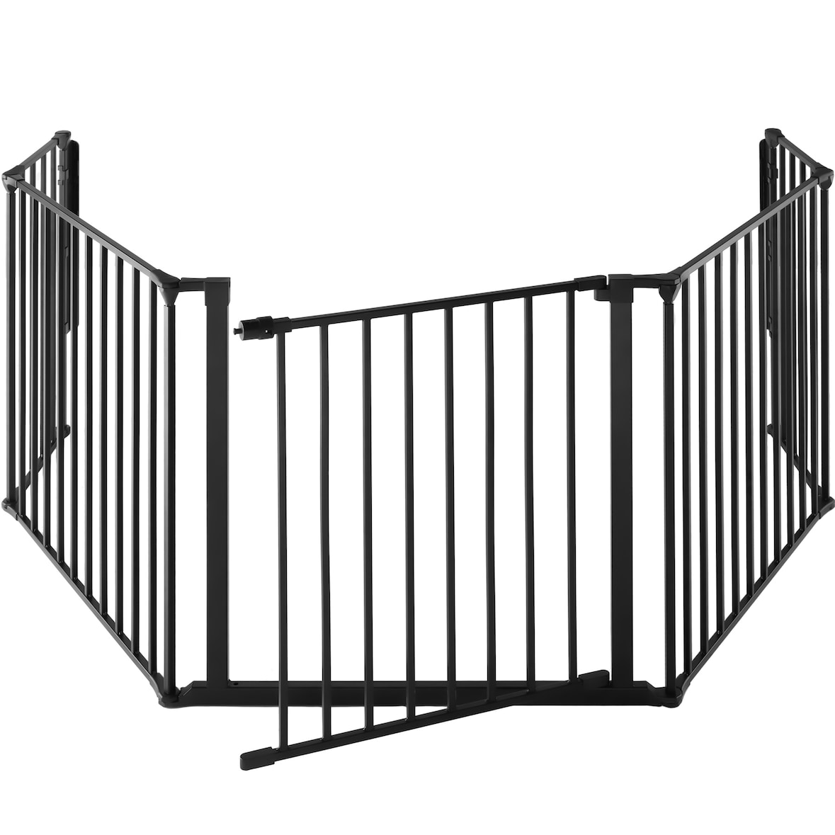 Kaminschutzgitter Agni aus 5 Elementen mit Sicherheitstür - schwarz