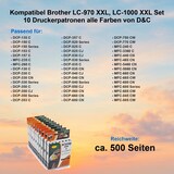 thumbnail of Kompatibel Brother LC-970 XXL, LC-1000 XXL Set 10 Druckerpatronen alle Farben von D&C