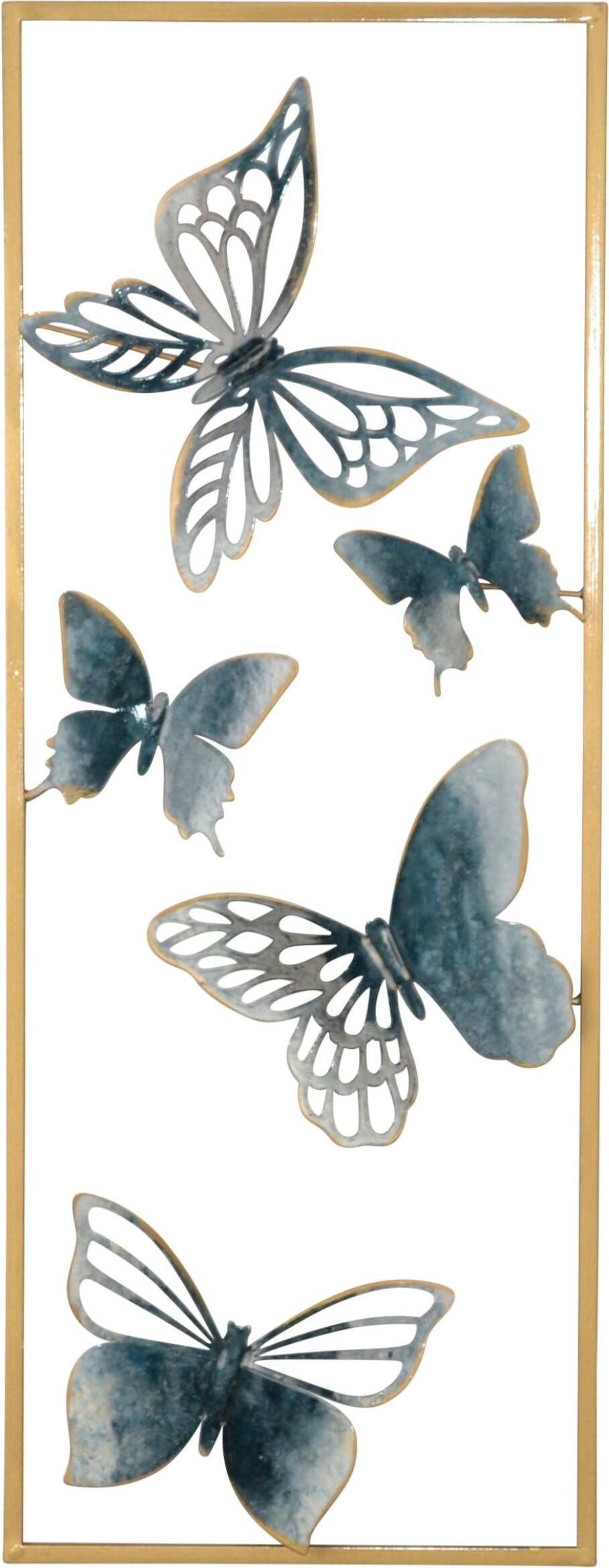 Décoshop26 - Schmetterlings-Wanddekoration aus Metall blau/gold 28,5 x 4 x 74,5 cm DEC05081