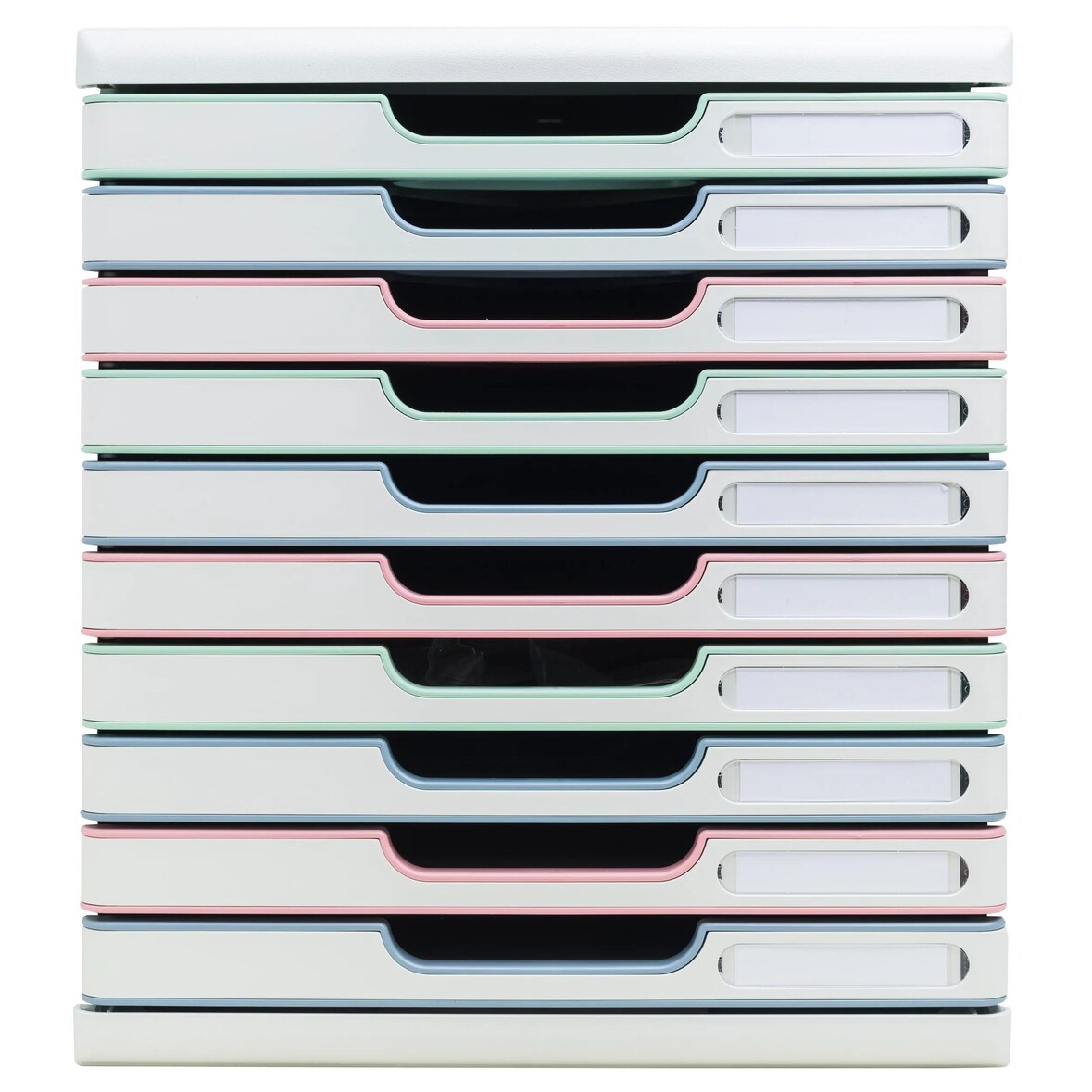 Exacompta 302303D Schubladenbox Modulo, 10 Schubladen, AutentiK - Farben sortiert