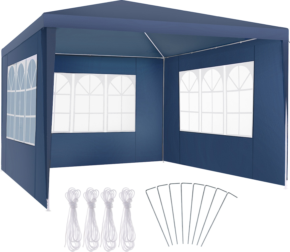 tectake Carpa Baraban 3 x 3 m con 3 paneles laterales 300 x 300 x 250 cm Azul