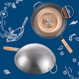 thumbnail of Sárten Wok con libro de recetas y espátula plano