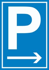 thumbnail of P Parkplatz Schild mit Pfeil nach rechts A3 Rückseite selbstklebend
