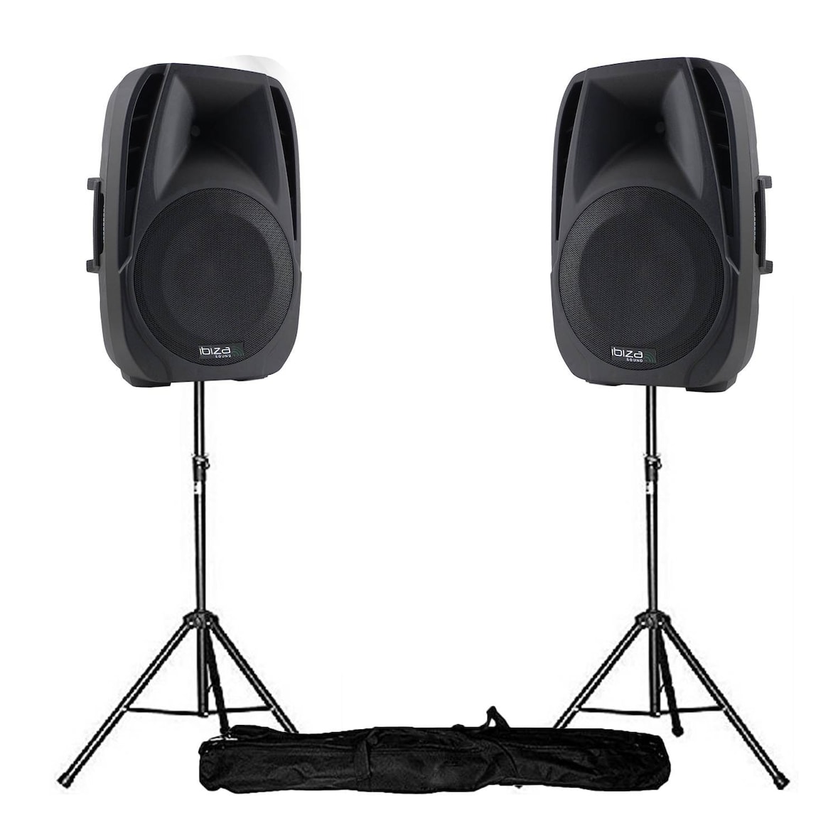 Enceintes actives 10"/25CM 500W USB/SD/BT + pieds