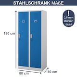 thumbnail of Umkleideschrank Spind WIEN - 2 Abteile, Etikettenhalter | Umkleidespind Metall Schließfachschrank Garderobenspind, 180x80x50cm Grau-Blau