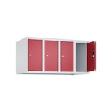 thumbnail of C+P Aufsatzschrank Classic PLUS, 4 Abteile, HxBxT 50x100x50cm, Zylinderschloss, Hellgrau/Rubinrot von PROREGAL