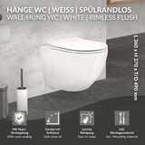 thumbnail of ECD Germany Hänge-WC kurz 49 cm Weiß glänzend – spülrandlos, Nano-Beschichtung, WC-Sitz Duroplast Softclose, Tiefspüler