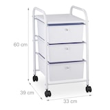 thumbnail of Relaxdays Badrollwagen, 3 Schubladen, Metall & Kunststoff, Rollcontainer Bad, Kosmetik, HxBxT: 60 x 33 x 39 cm, weiß