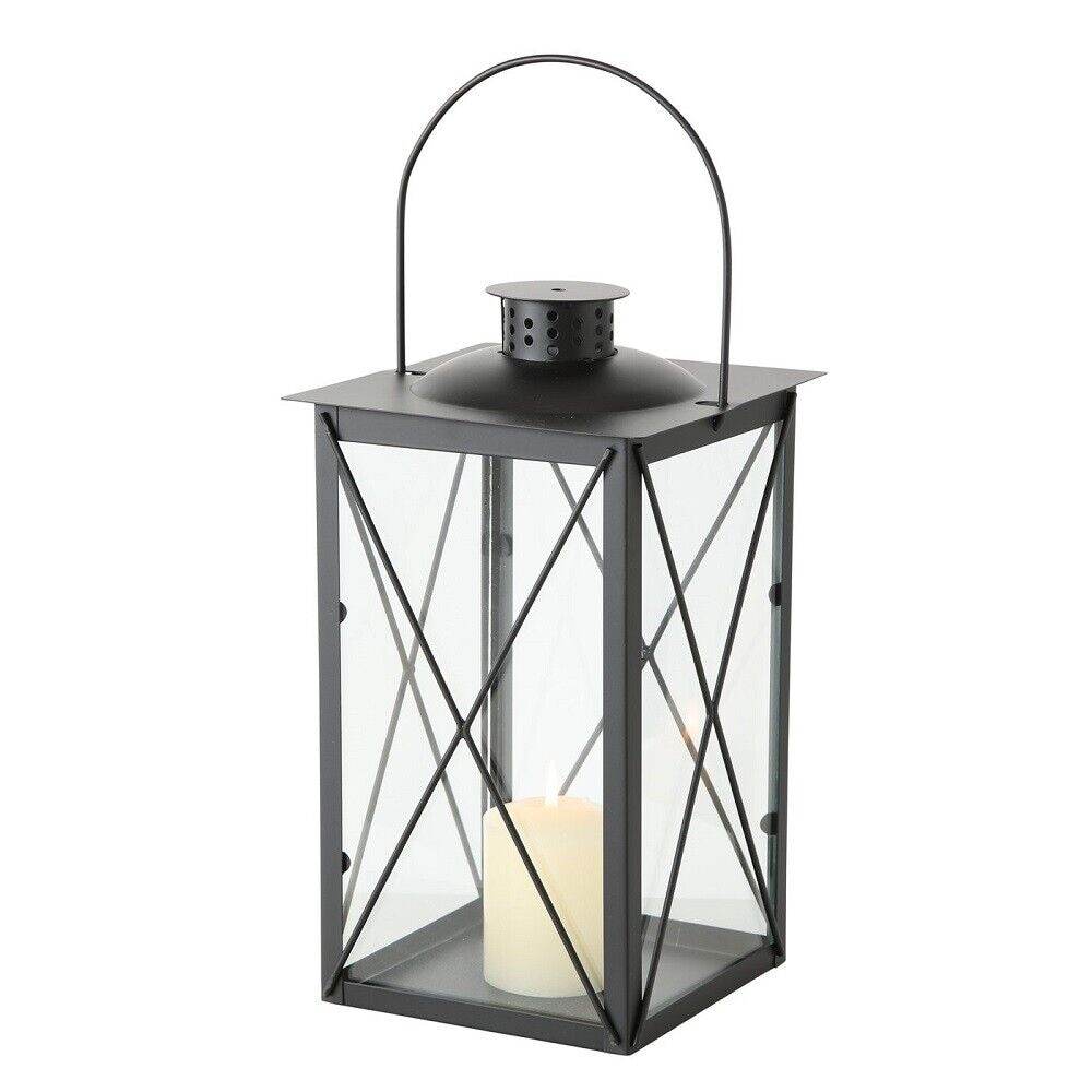 Kerzenlaterne Farol Glaseinsatz Eisen H.30 B.17 cm schwarz