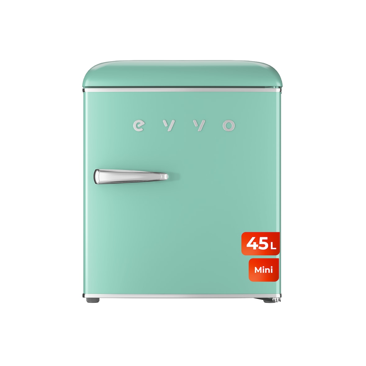 EVVO Frigorífico Mini F20 Retro Verde Aquamarina, 45 l, vintage, bajo consumo, silencioso
