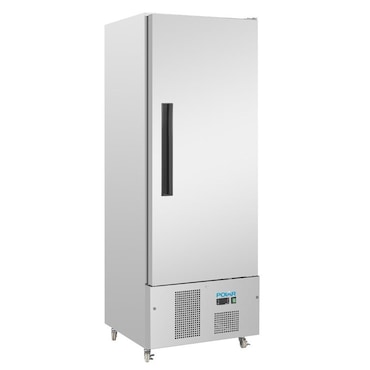 Frigorífico profissional de 1 porta, Slimline, aço inoxidável, refrigeração por ar, 195 x 68,5 x 71 cm, com fechadura, 440L, Polar Série G G590