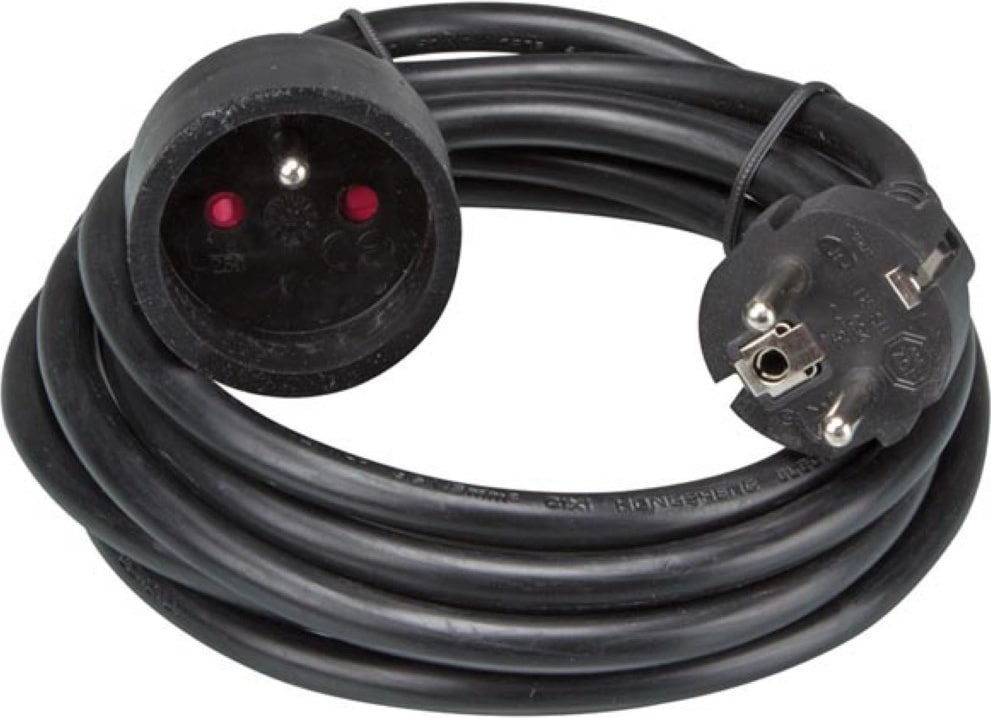 Cable prolongador - 3 m - color negro - 3g1.5 - toma de tierra de espiga