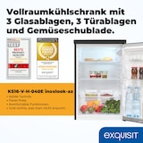 thumbnail of Exquisit Kühlschrank ohne Gefrierfach, 127 Liter, 39 dB, wechselbarer Türanschlag, 3 Glasablagen, KS16-V-H-040E inoxlook-az