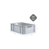 thumbnail of PROREGAL SparSet 10x Eurobox NextGen Economy mit Auflagedeckel & 4x Verschlüsse Schwarz, Griffe offen, HxBxT 22x40x60cm, 44L, Eurobehälter, Box