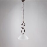 thumbnail of Sospensione Luce 1 Dallas BeLight Ferro Battuto Nero e Ruggine Vetro Bianco