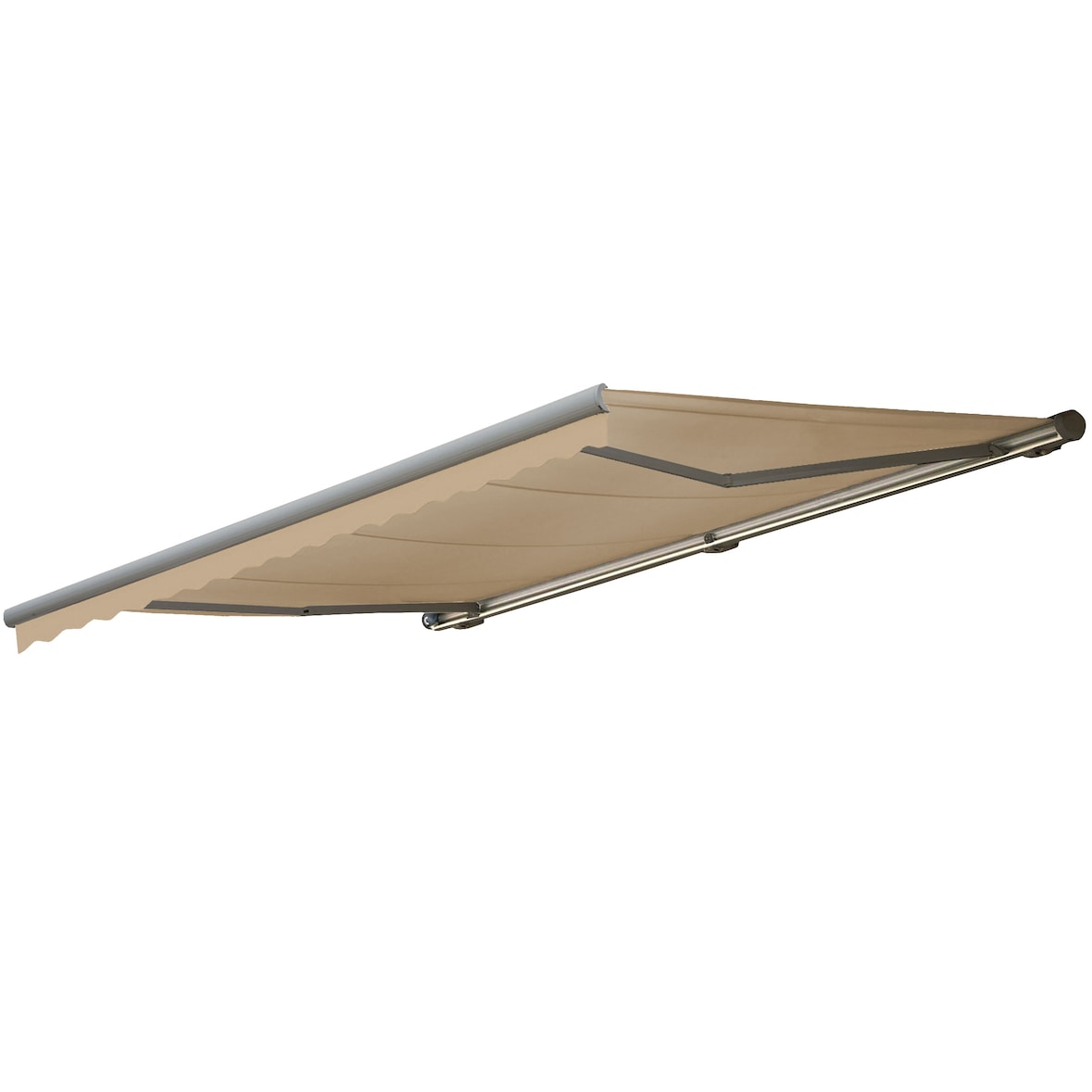 Elektrische Kassetten-Markise T124, Vollkassette Volant 5x3m ~ Polyester Creme, grau