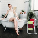 thumbnail of Relaxdays Handtuchhalter stehend, Metall, 3 Stangen, HxBxT: 86 x 66 x 21 cm, Handtuchständer Badezimmer, halbrund, weiß